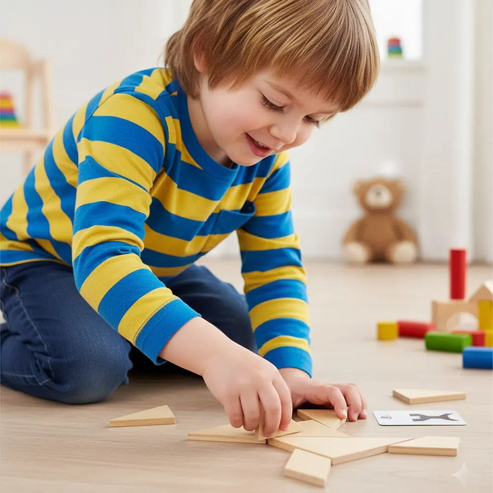 Viga Toys Tangram en Bois et Cartes – 3A+