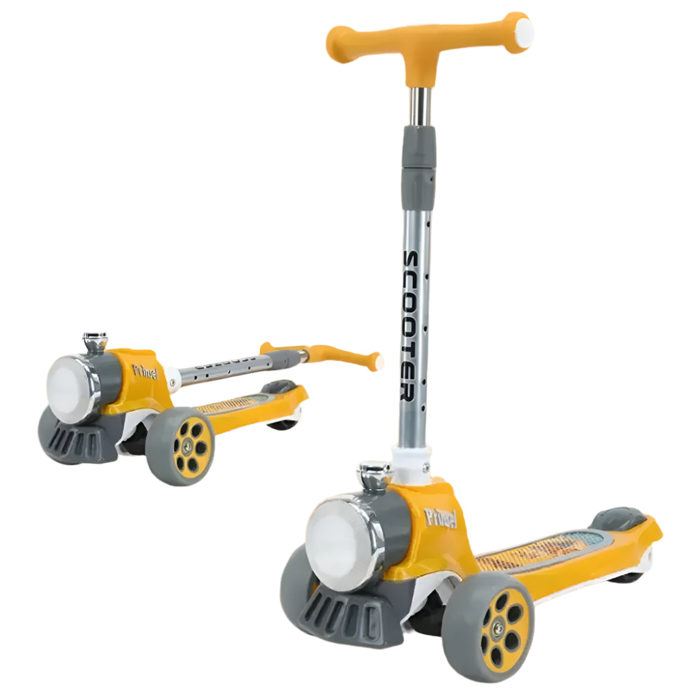 Trottinette 3 Roues Enfant avec Lumière Frontale - Jaune