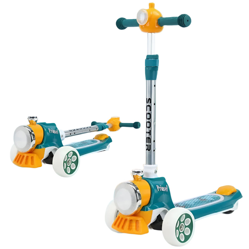 Trottinette 3 Roues Enfant avec Lumière Frontale - Vert