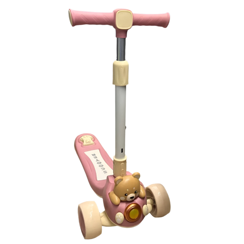 Trottinette Enfant à 3 Roues avec Ourson Rose - 3A+