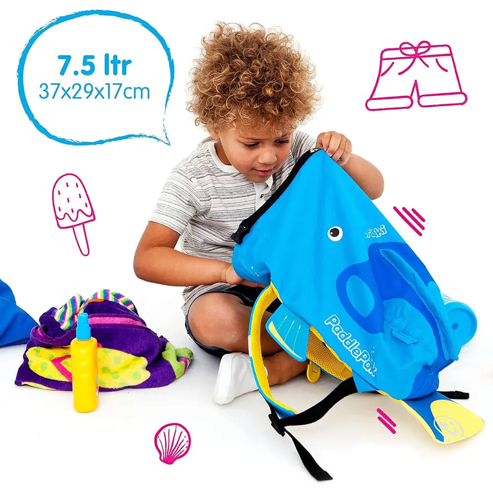 Trunki Paddlepak Sac de Natation Imperméable - Poisson Tropical Bleu