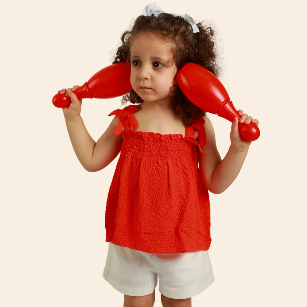 Tunique Lyn à Bretelles Nouées à Effet Froissé – Rouge