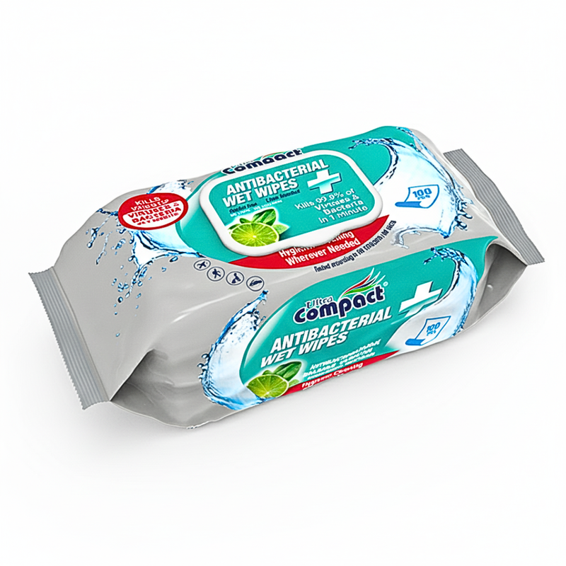Ultra Compact Antibacterial Wipes – 100 Wipes