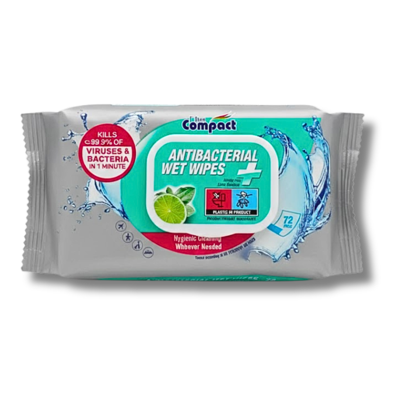 Ultra Compact Antibacterial Wipes – 72 pieces