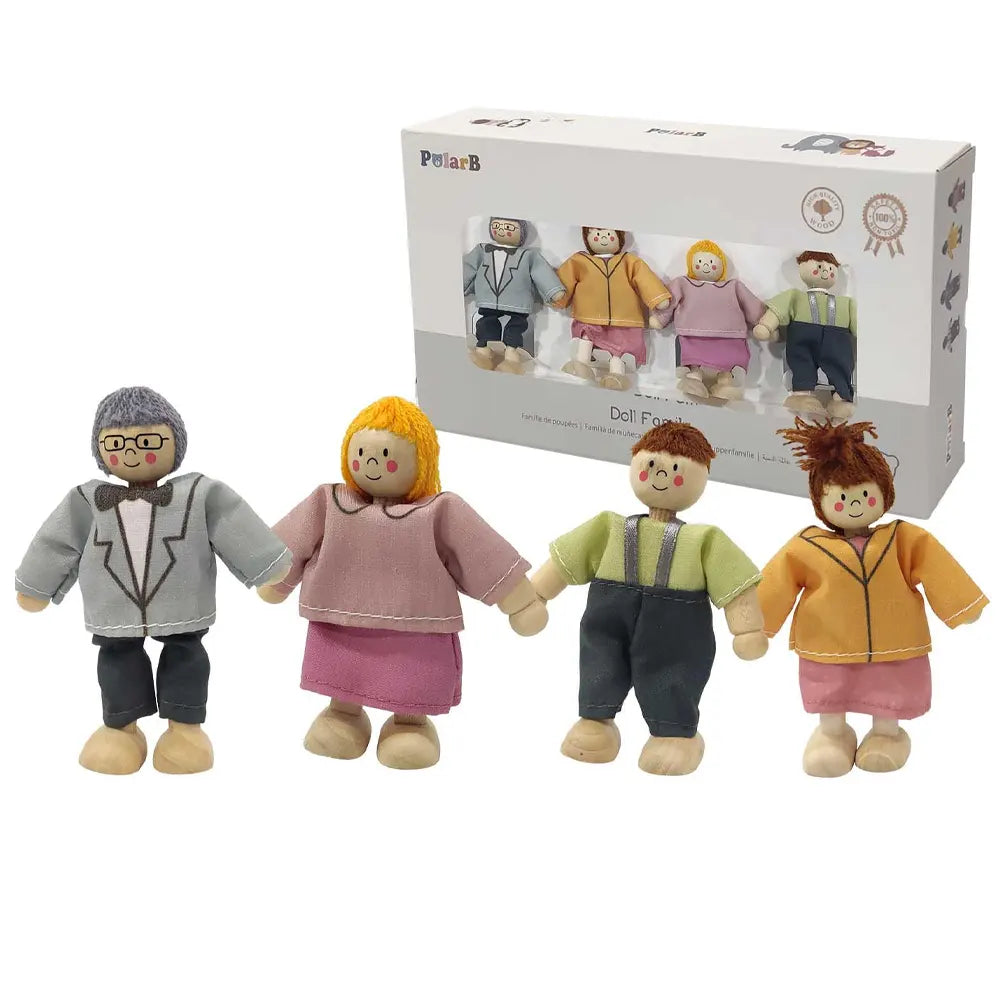 Viga Toys 4 Personnages Famille de Poupées en Bois – 3A+