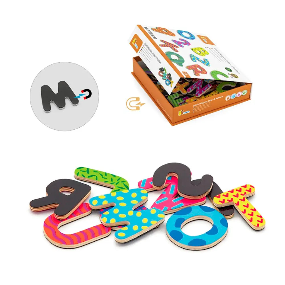 Viga Toys Ensemble Magnétique Lettres et Chiffres 77 Pièces – 3A+