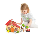 Viga Toys Ferme en Bois avec Animaux et Accessoires – 2A+