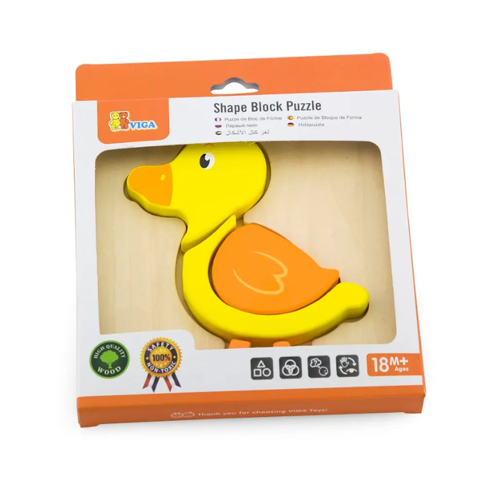 Viga Toys Wooden Block Puzzle - Duck