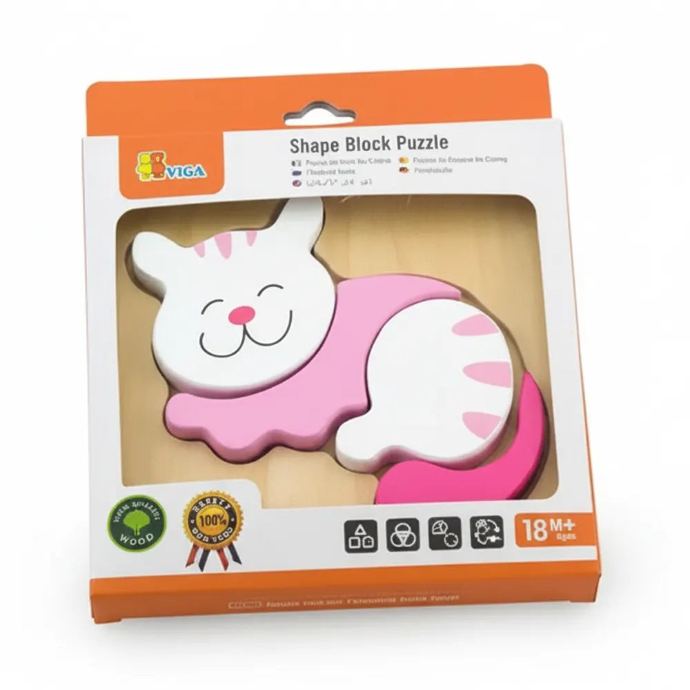 Viga Toys Wooden Block Puzzle - Cat