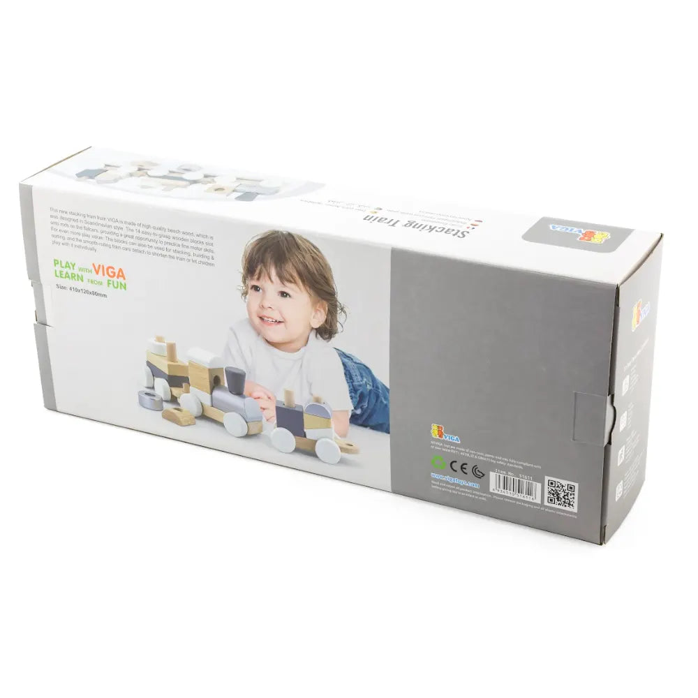 Viga Toys Tren de Arrastre y Apilable de Madera – 18 meses+
