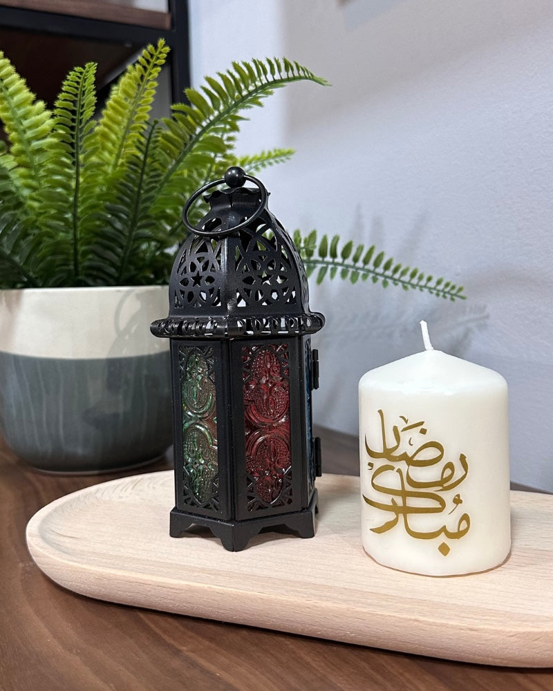 Handcrafted Candle Lantern - Medium Size- Black