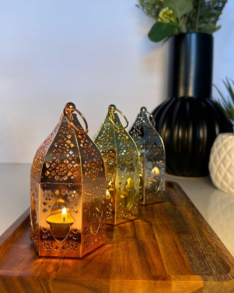 Handcrafted Candle Lantern - Small Size- Gold