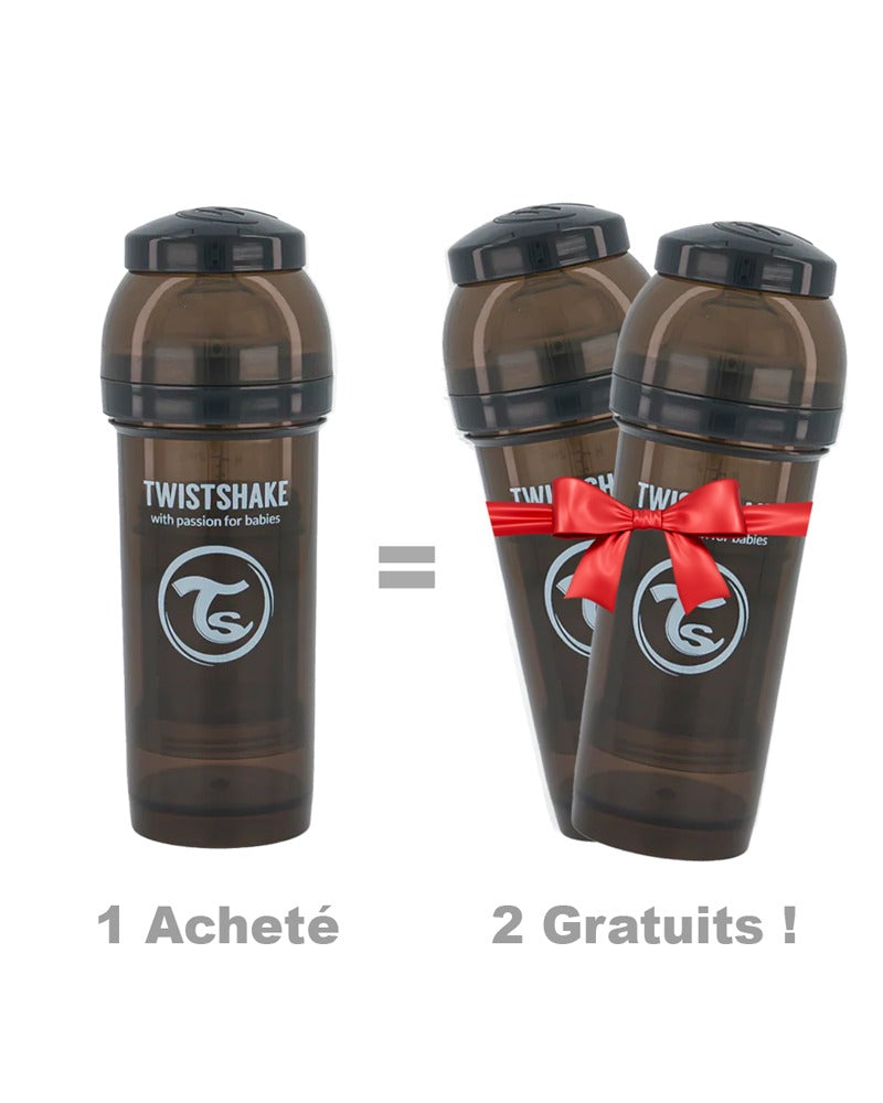 Offre : 1 Biberon Anti-Colique Twistshake 260ml - Noir = 2 Gratuits!