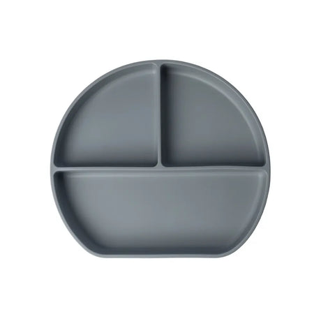 YUMMY Assiette en Silicone Multi-Compartiments avec Ventouse Gris – 4M+