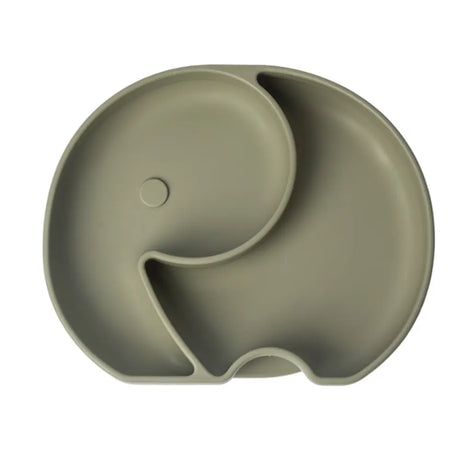 YUMMY Assiette Éléphant en Silicone avec Ventouse Vert Olive – 4M+