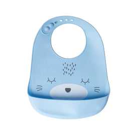YUMMY Bavoir Chat en Silicone avec Poche Bleu Ciel - 9M+