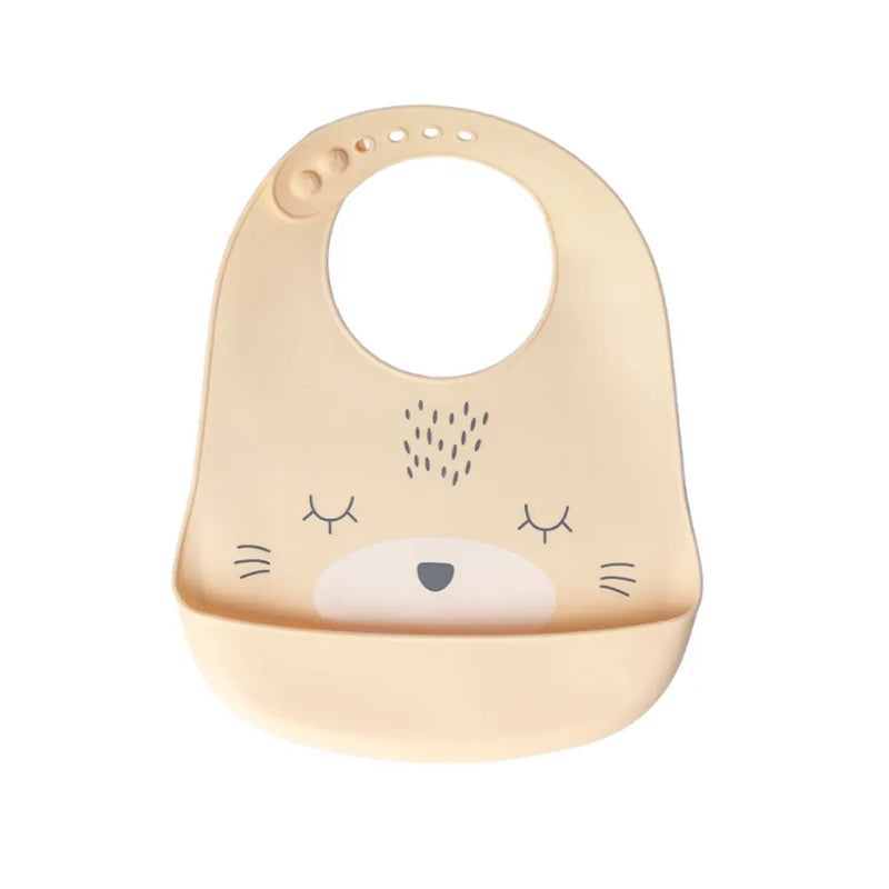 YUMMY Silicone Cat Bib with Pocket 9M+ - Vanilla