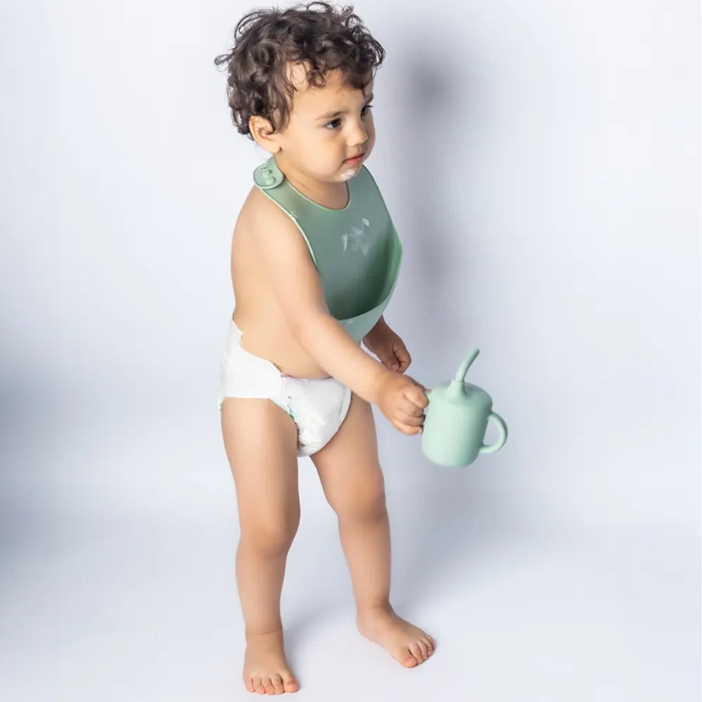 YUMMY Bavoir en Silicone avec Poche 4M+ - Vanille