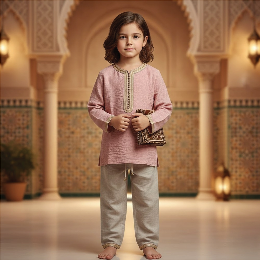 Mami Cami Jabadour Deux Pièces pour Filles - Rose & Beige