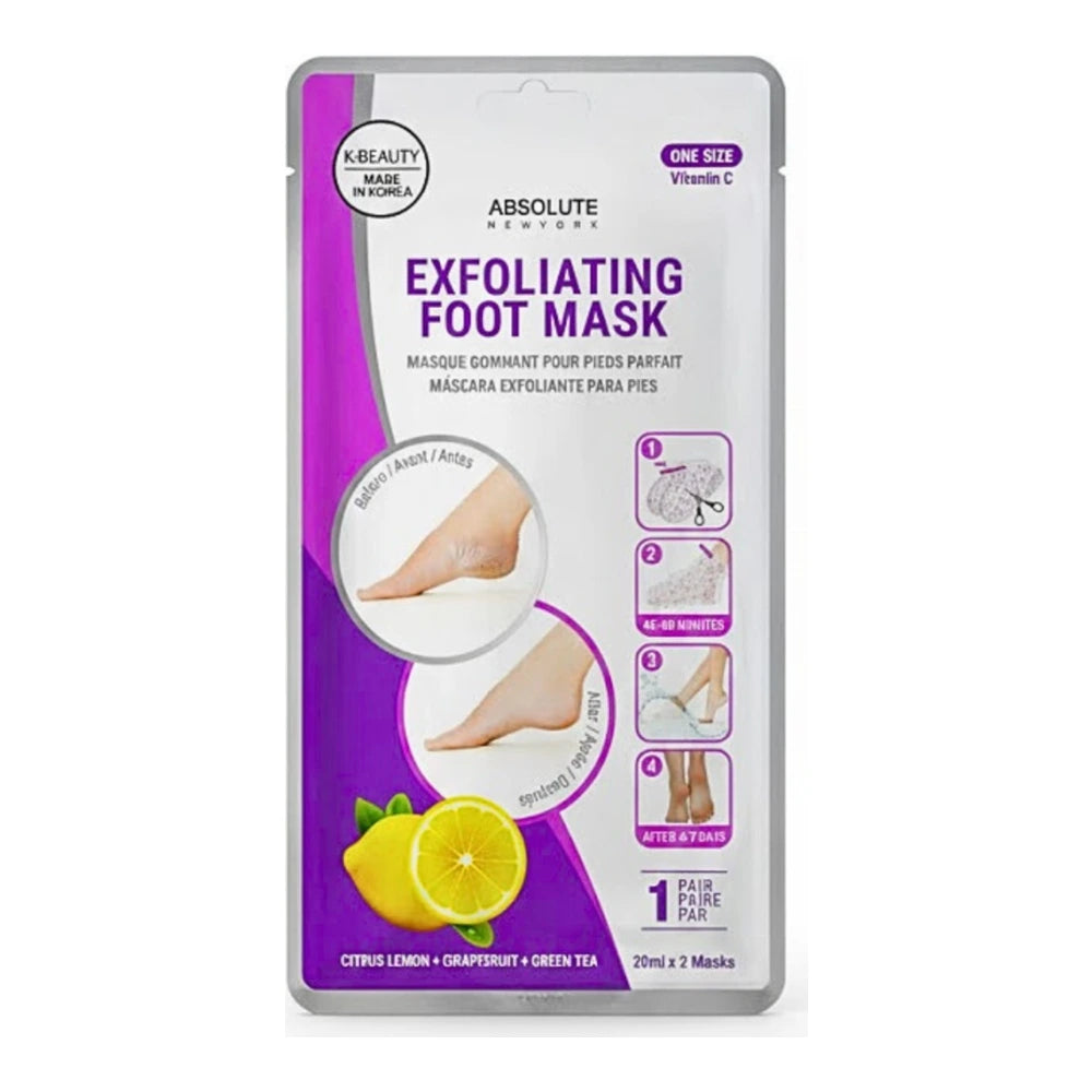 Absolute New York masque exfoliant pieds citron pamplemousse thé vert - sachet