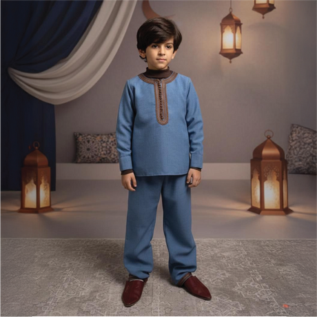 Mami Cami Blue Jabador with Free Beige Stand-Up Collar