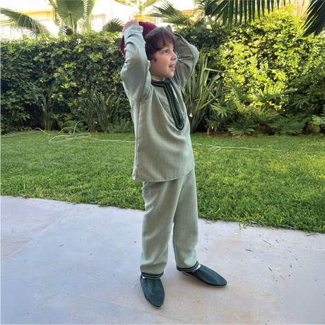 Mami Cami Pastel Green Jabador with Free Beige Stand-Up Collar