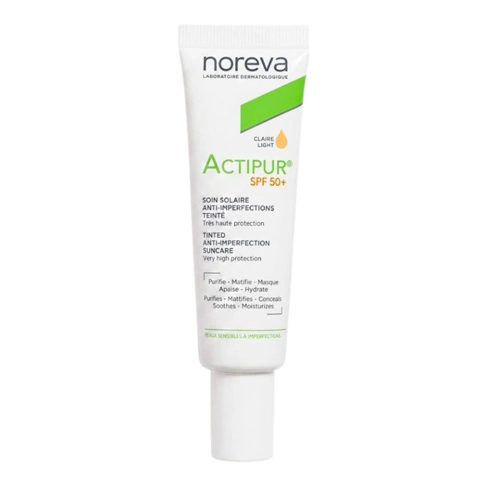 Noreva Actipur écran solaire anti-imperfections SPF50+ teinte claire 30 ml – tube