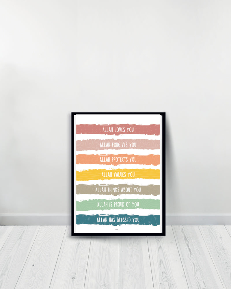 Conjunto de 3 Cuadros Decorativos - Afirmación de Alá | Alá contigo | Salawat 5 - Negro