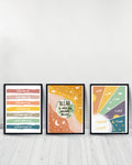Set of 3 decorative paintings - Allah Affirmation | Allah With You | Salawat 5 - Black