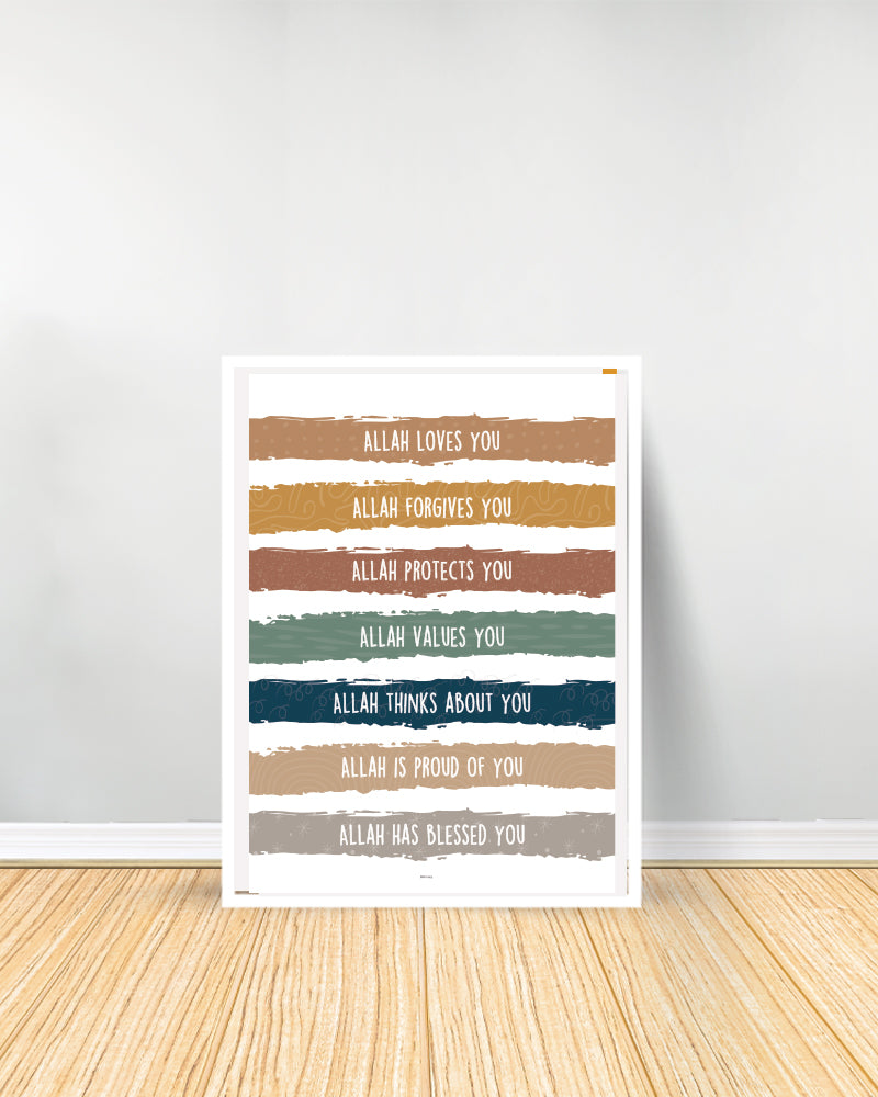 Conjunto de 3 Cuadros Decorativos - Afirmación de Alá | Douaa | Ayat Al Kursi - Blanco