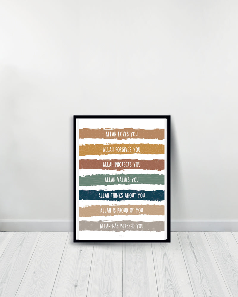 Conjunto de 3 Cuadros Decorativos - Afirmación de Alá | Douaa | Ayat Al Kursi - Negro