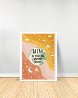 Set of 3 decorative paintings - Allah Affirmation | Allah With You | Salawat 5 - White