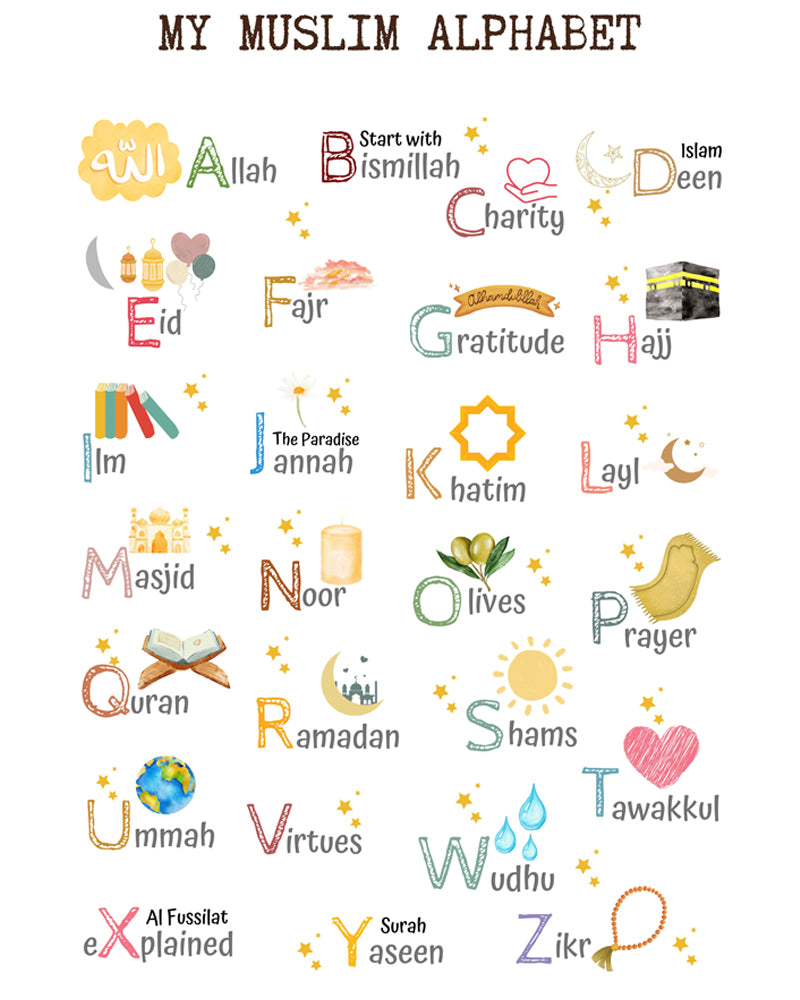 Un Tableau décoratif - My Muslim Alphabet - Bois
