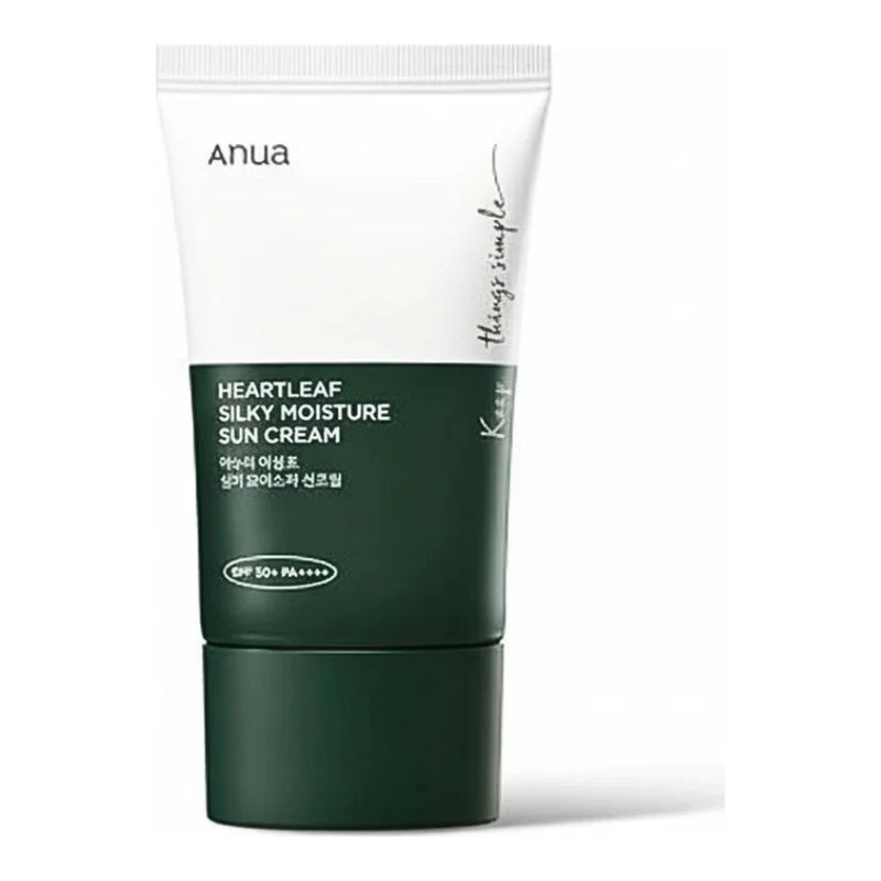 Anua كريم واقٍ من الشمس Heartleaf Silky Moisture SPF 50+ سعة 50 مل