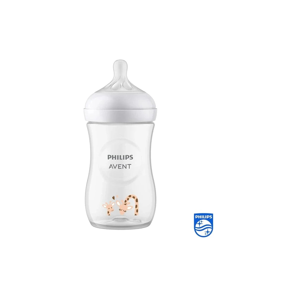 Philips Avent biberon Natural 260 ml 1 mois et + décor girafe