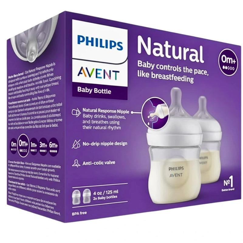 Philips Avent Natural Bottle With Teat 0m+ 2x125ml