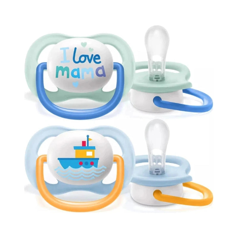 Avent Set of 2 Ultra Air Happy Collection Pacifiers 0-6m Boy