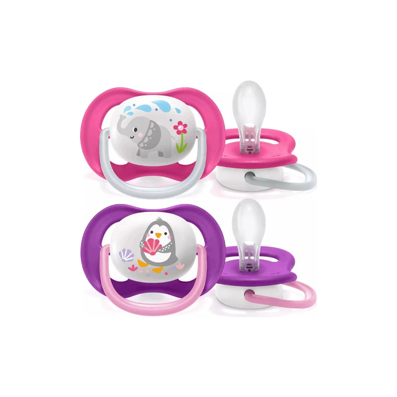 Avent Lot de 2 Sucettes Orthodontiques Ultra Air Animals 6-18m Fille