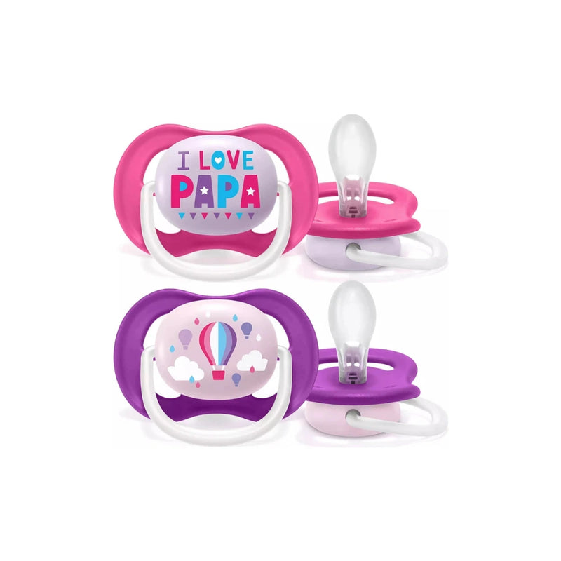 Avent Lot de 2 Sucettes Orthodontiques Ultra Air Happy 6-18m Fille