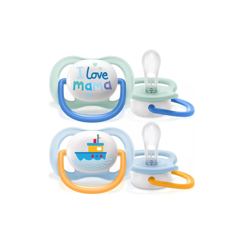 Avent Lot de 2 Sucettes Ultra Air Collection Happy 0-6m Garçon