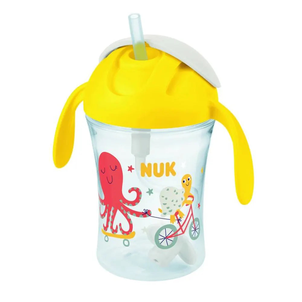 Nuk Cup Gobelet avec Paille Jaune - 230ml