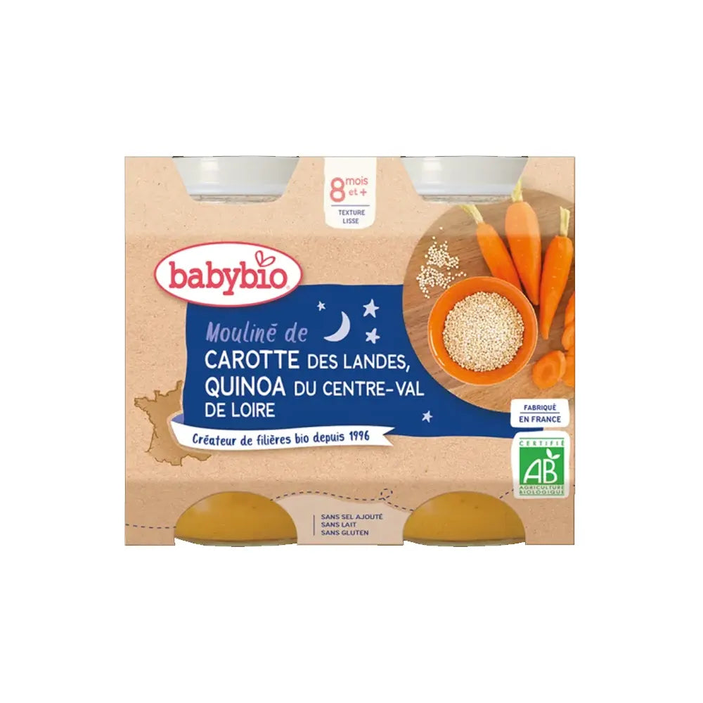 2 Bols Babybio Bonne Nuit Carotte Tomate Polenta - Bio Pour Bébé Dès 12 Mois - 200g