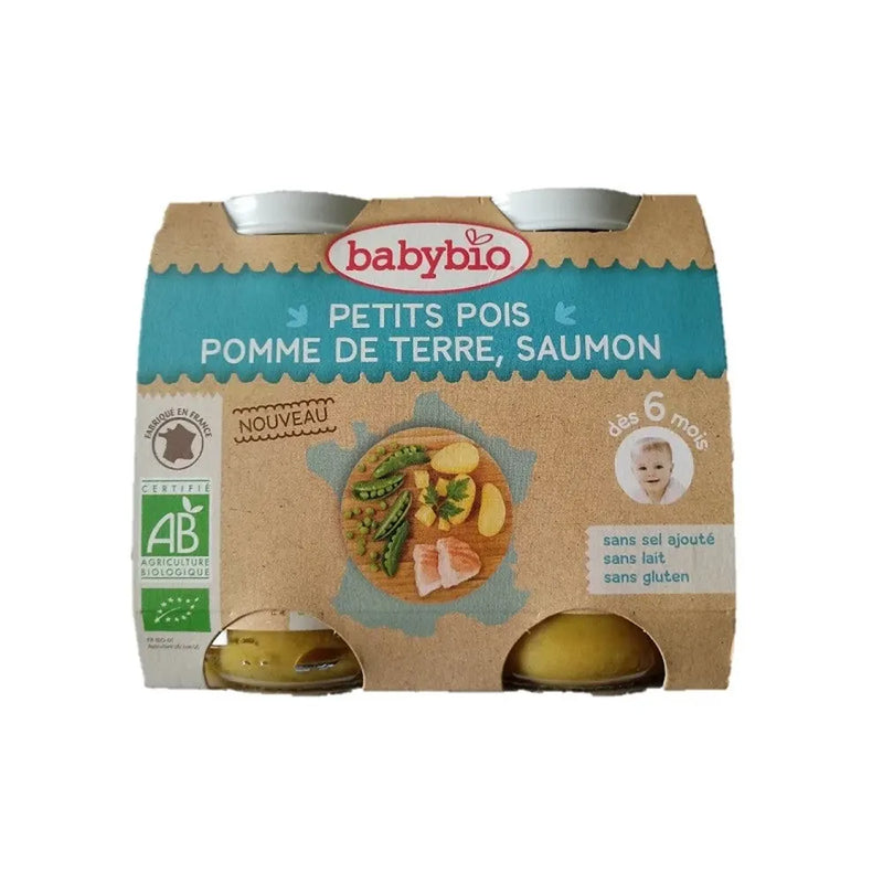 Babybio Pot Petits pois, pomme de terre et saumon 2x200g
