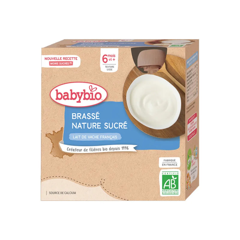 Babybio Gourde Brassé Au Lait De Vache Nature - 4x85g