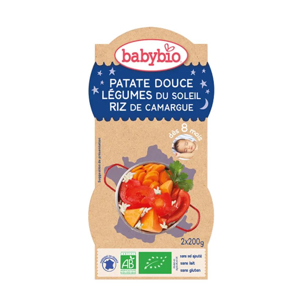 Babybio Patate Douce Légumes du Soleil Riz de Camargue 2x200g