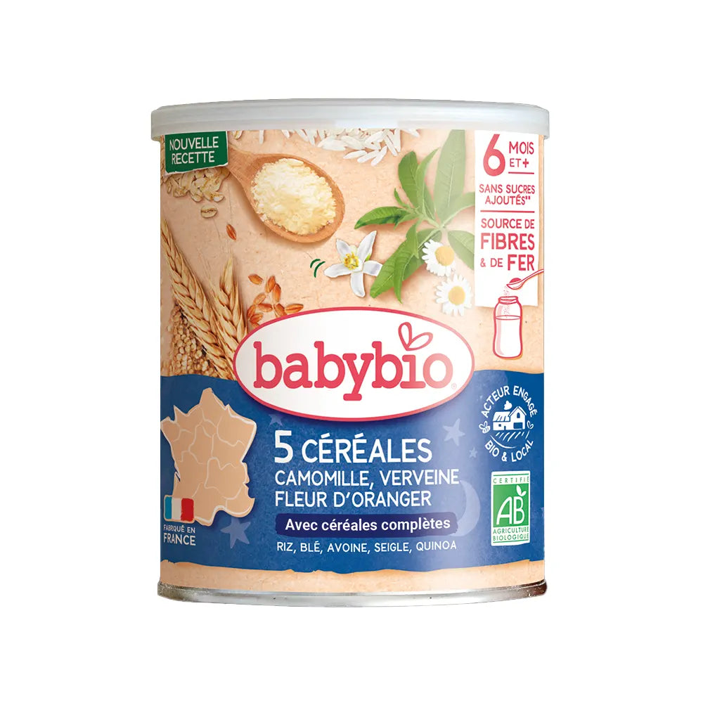 Babybio 5 Céréales Verveine Fleur d'Oranger et Camomille 220g