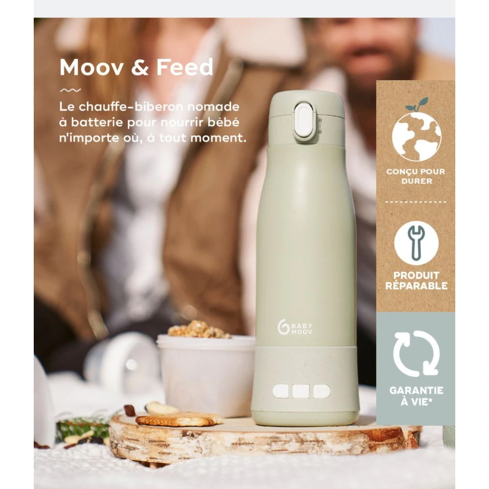 Babymoov Chauffe-Biberon Nomade Rechargeable Moov & Feed - Sage Green