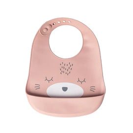 YUMMY Bavoir Chat en Silicone avec Poche 9M+ - Rose Poudré