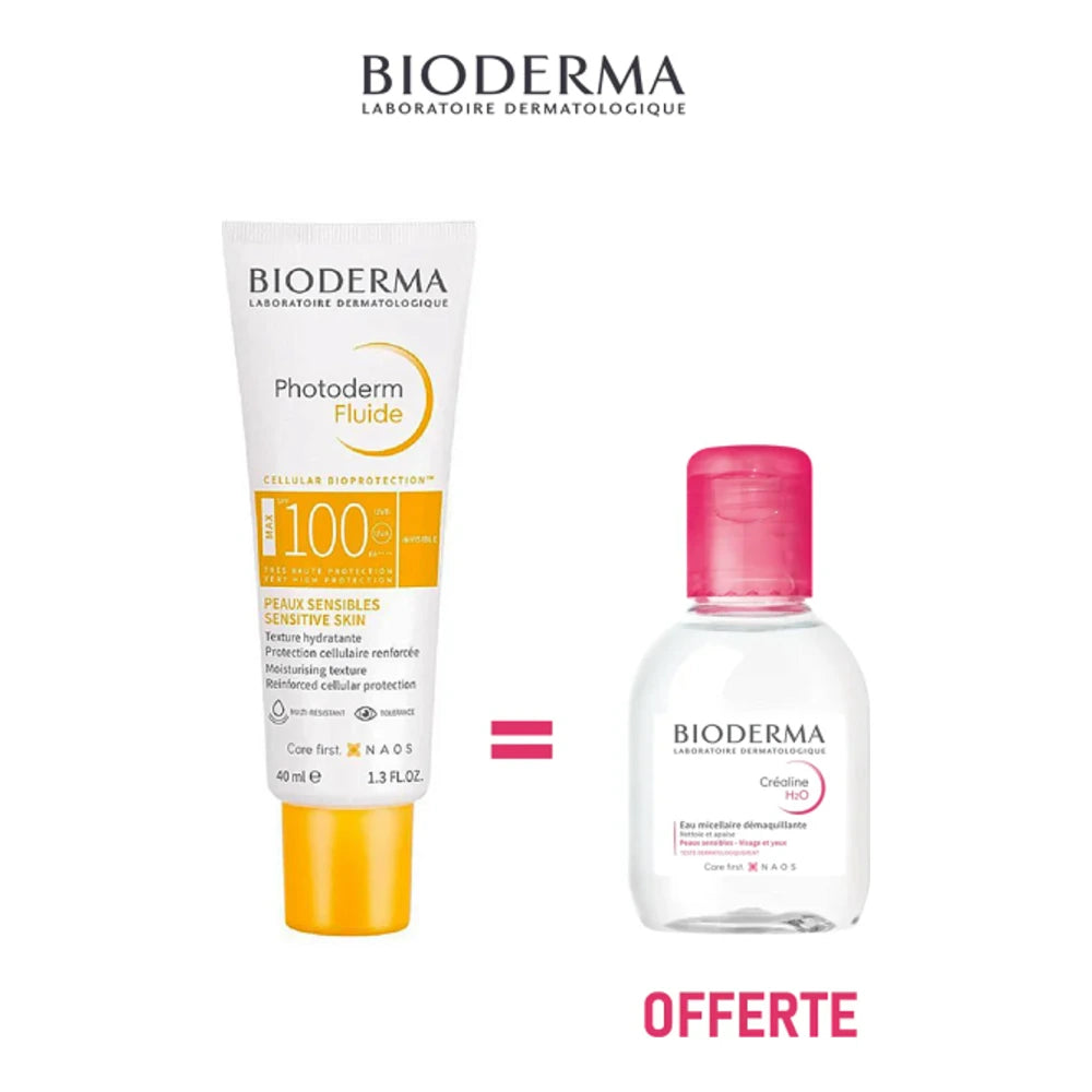 BIODERMA Photoderm Fluide invisible Spf100 + Sensibio H2O OFFERT