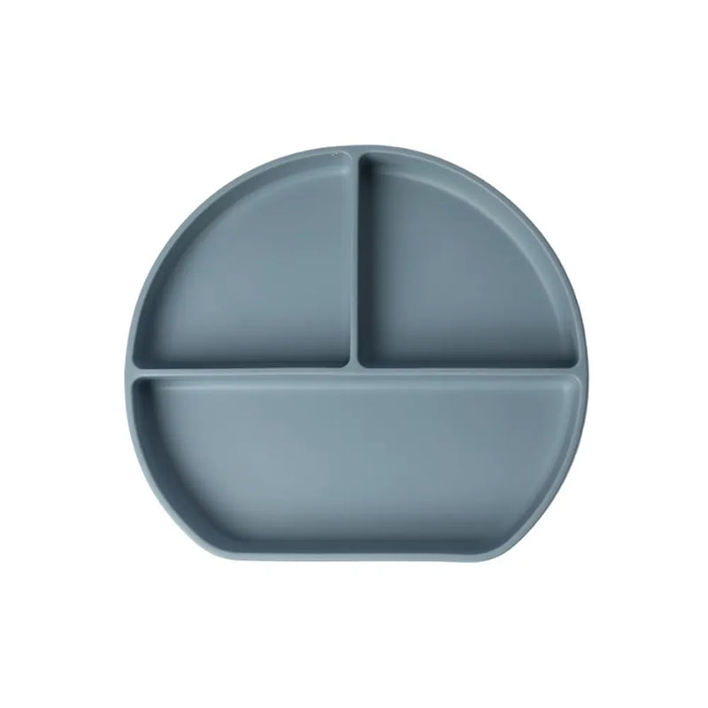 YUMMY Assiette en Silicone Multi-Compartiments avec Ventouse 4M+ - Bleu Pastel
